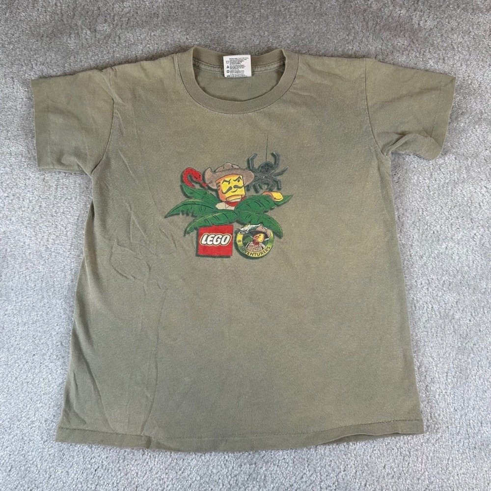 Vintage‎ 1998 LEGO Jungle Adventures T-Shirt Kids M 10-12 Olive Johnny Thunder